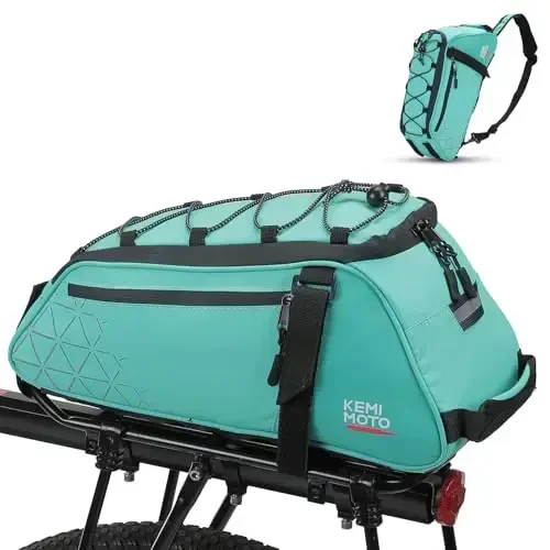 KEMIMOTO Velosiped orqa yukxalta sumkasi - 8L PVC suv o'tkazmaydigan Ebike sumkalari velosiped orqa yukxonasi uchun, ishga qatnash, sayohat, xarid va velosipedda sayr qilish uchun velosiped yukxalta paneri (Yashil) 