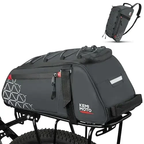KEMIMOTO Velosiped Sumkasi Orqa Raf Sumkasi Velosiped Bagaj Sumkasi, PVC Suvdan Himoya Qiluvchi Velosiped Sumkasi Universal Yo'l Tog' Velosipedi Uchun, 8L Sumka Oziq-ovqat Xaridlari Uchun Kommunal Velosiped Haqida, Kulrang - KEMIMOTO (1)