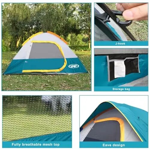 Kemping Chodiri 2-4 Kishilik, Yomg'ir va Shamolga Chidamli Tent va Oson O'rnatish - Camping uchun Portativ Gumbazli Chodirlar… - 3