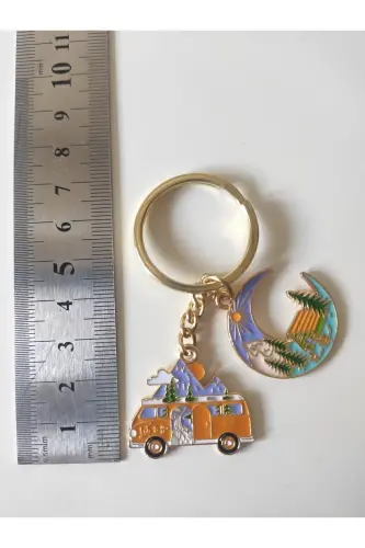 Kemping va tabiatni sevuvchilar uchun charm aksessuarli kalit uzuk - 7