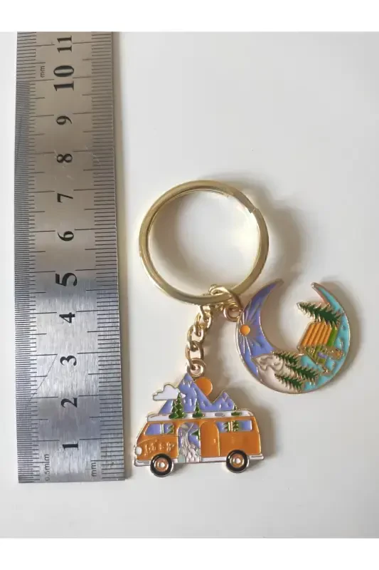 Kemping va tabiatni sevuvchilar uchun charm aksessuarli kalit uzuk - 2