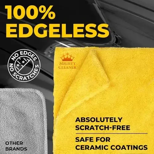 Edgeless Microfiber Towels for Cars – 6pk (12”x12”) - 540 GSM - Super Soft Detailing & Buffing – Scratch-Free & Absorbent Microfiber Cleaning Cloths for Car Polishing - 4