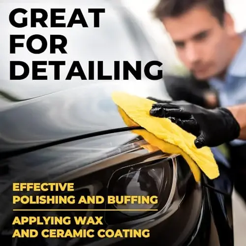 Edgeless Microfiber Towels for Cars – 6pk (12”x12”) - 540 GSM - Super Soft Detailing & Buffing – Scratch-Free & Absorbent Microfiber Cleaning Cloths for Car Polishing - 5