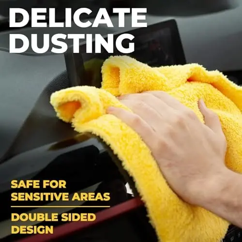 Edgeless Microfiber Towels for Cars – 6pk (12”x12”) - 540 GSM - Super Soft Detailing & Buffing – Scratch-Free & Absorbent Microfiber Cleaning Cloths for Car Polishing - 6