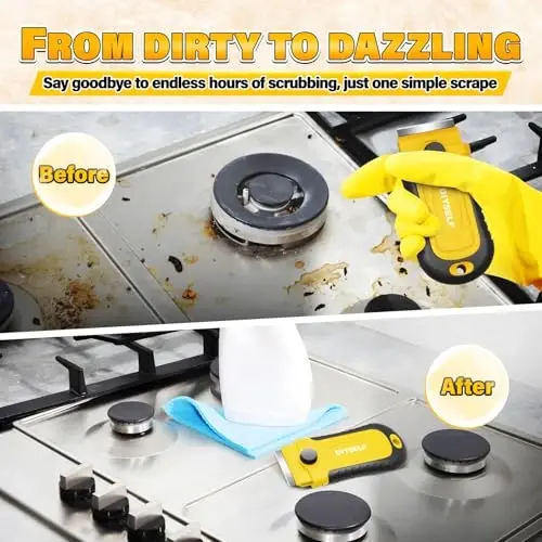 DIYSELF Razor Blade Scraper | Scraper Tool for Cleaning, Glass, Stickers | 2 Pack Scraper with 30 Pcs Extra Single-edged Razor Blades | Paint Scraper | Razor Scraper | Glass Scraper - 5