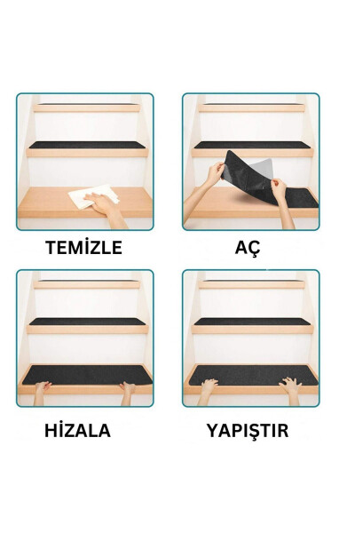 Kendinden Yapışkanlı Merdiven Basamak Halısı Sütlü Kahve (1 ADET) Rip Halı Keçe Kaymaz Halı-Bej - 15