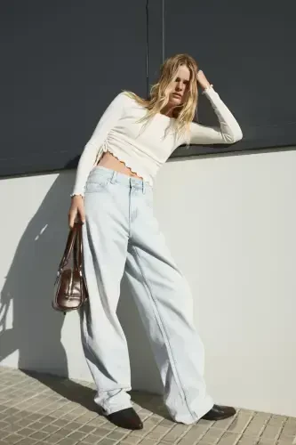 Кенг штанинли barrel джинси - 1