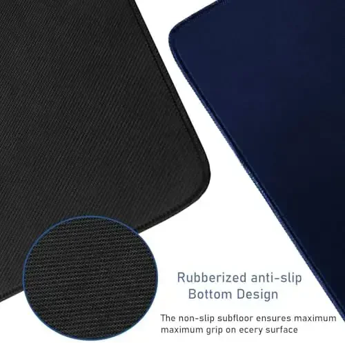 Large Extended Gaming Mouse Pad with Stitched Edges, Durable Non-Slip Natural Rubber Base, Waterproof Computer Keyboard Pad Mat for Esports Pros/Gamer/Desktop/Office/Home - Dark Blue - 3
