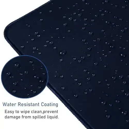 Large Extended Gaming Mouse Pad with Stitched Edges, Durable Non-Slip Natural Rubber Base, Waterproof Computer Keyboard Pad Mat for Esports Pros/Gamer/Desktop/Office/Home - Dark Blue - 4