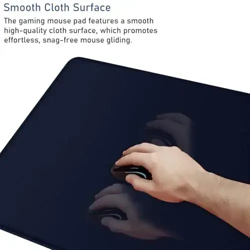 Large Extended Gaming Mouse Pad with Stitched Edges, Durable Non-Slip Natural Rubber Base, Waterproof Computer Keyboard Pad Mat for Esports Pros/Gamer/Desktop/Office/Home - Dark Blue - 5
