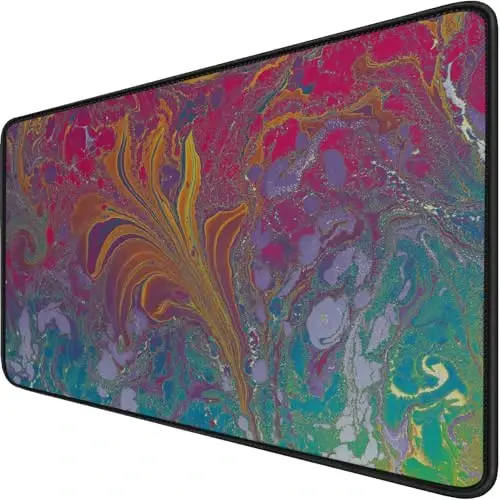 Large Extended Gaming Mouse Pad with Stitched Edges, Durable Non-Slip Natural Rubber Base, Waterproof Computer Keyboard Pad Mat for Esports Pros/Gamer/Desktop/Office/Home - Red Green - HSMIENK
