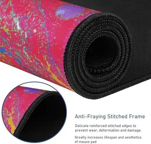 Kengaytirilgan oʻlchamli oʻyin sichqonchasi uchun gilamcha, tikilgan qirralari bilan, chidamli sirpanmaydigan tabiiy kauchuk asos, Esports Pro/Gamer/Desktop/Office/Uy uchun suv oʻtkazmaydigan kompyuter klaviatura gilami - Qizil Yashil - 2