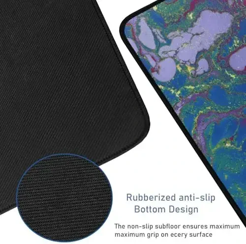 Kengaytirilgan oʻlchamli oʻyin sichqonchasi uchun gilamcha, tikilgan qirralari bilan, chidamli sirpanmaydigan tabiiy kauchuk asos, Esports Pro/Gamer/Desktop/Office/Uy uchun suv oʻtkazmaydigan kompyuter klaviatura gilami - Qizil Yashil - 3