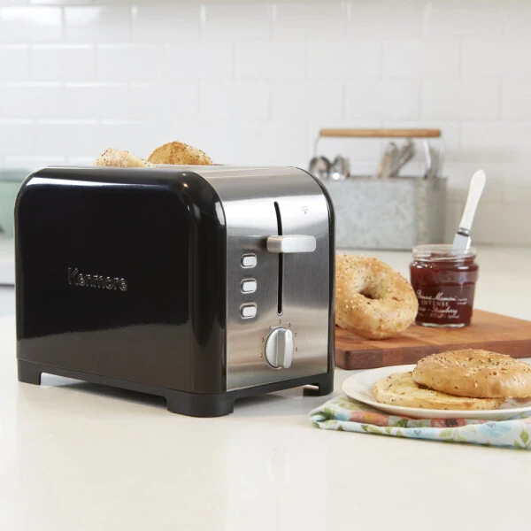 Kenmore 2 bo'lakli toaster, zanglamaydigan po'lat, bagel, bekor qilish, muzdan tushirish, olinadigan uvalok laganda - KENMORE (1)