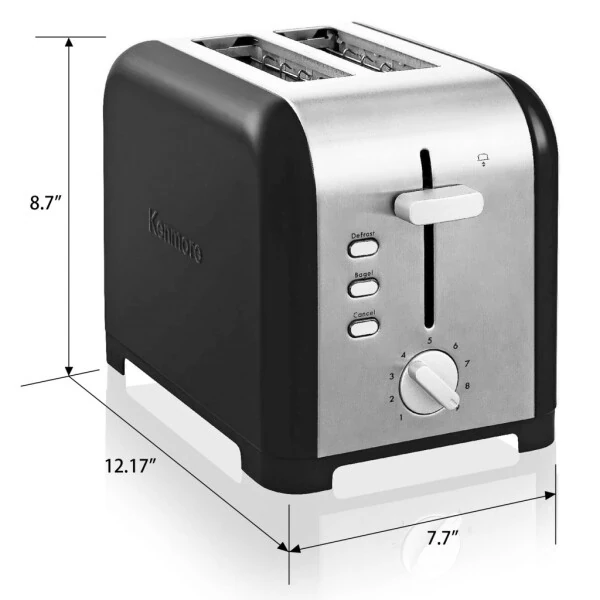 Kenmore 2 bo'lakli toaster, zanglamaydigan po'lat, bagel, bekor qilish, muzdan tushirish, olinadigan uvalok laganda - 7