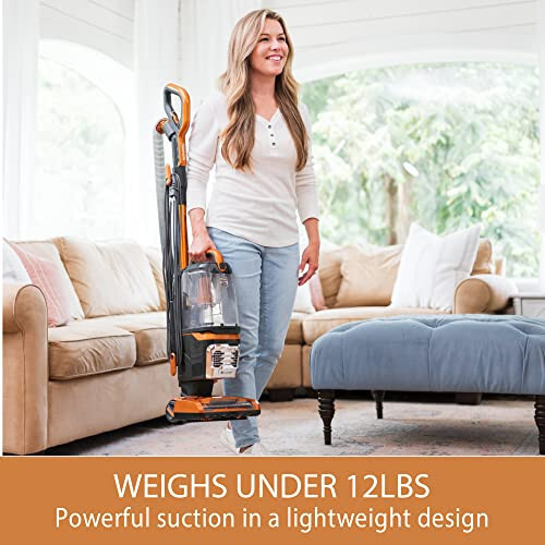 Kenmore DU4080 Featherlite Lift-Up Bagless Upright Vacuum 2-Motor Power Suction Lightweight Carpet Cleaner with HEPA Filter, 2 Cleaning Tools for Pet Hair, Hard Floor, 1.5L, Orange - 5