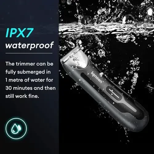 kensen Body Hair Trimmer for Men - Manscape Electric Shavers for Men, Rechargeable Pubic Hair Trimmer with Replaceable Ceramic Blade Head IPX7 Waterproof Wet/Dry Groin Trimmers Ball Shaver (Black) - 7