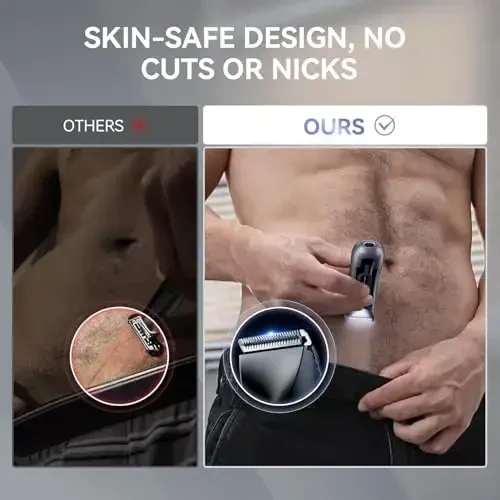 kensen erkaklar uchun tana tuklarini trimmer - Manscape erkaklar uchun elektr ustara, almashtiriladigan keramika pichoqli boshli IPX7 suv o'tkazmaydigan ho'l/quruq qovurg'a trimmerlari to'plami (qora) - 5