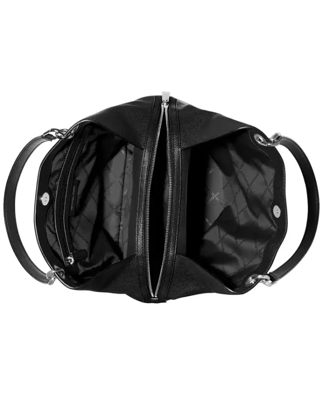 Kensington Large Leather Tote Bag - Black/silver - 3