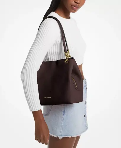 Kensington Large Leather Tote Bag - Black/silver - 7