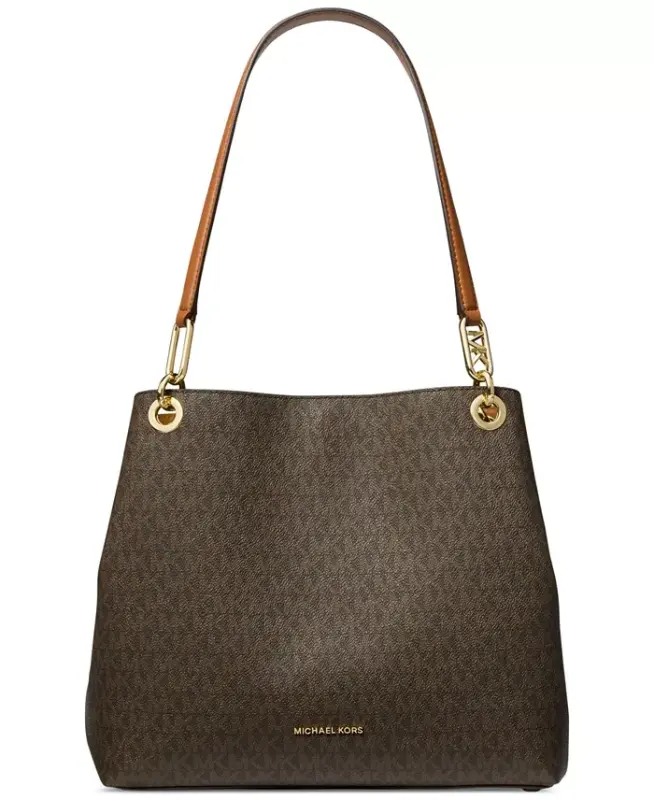 Kensington Large Logo Shoulder Tote -Brn/acorn - MICHAEL KORS