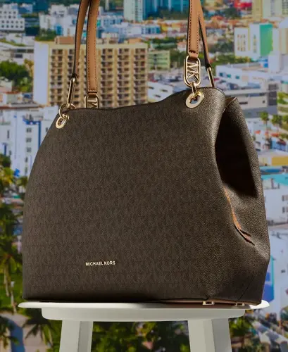 Kensington Large Logo Shoulder Tote-Vanilla/acrn - 5