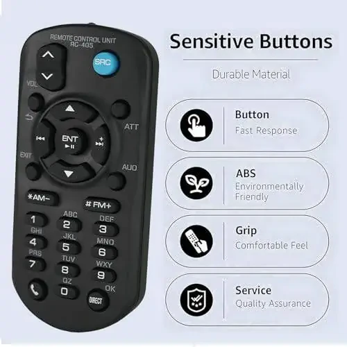 Universal Replacement Remote Control for Kenwood Car Audio Stereo Head Unit KDC-BT948HD, KDC-BT952HD, KDC-HD545U, KDC-HD552U, KDC-MP145, KDC-MP145CR, KDC-MP148CR, KDC-MP245, KDC-MP245U - 3