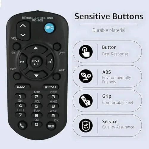 Replacement Remote Control Compatible for Kenwood Car Audio Stereo Head Unit RC-405 KDC-400U, KDC-448U, KDC-BT645U, KDC-BT648U, KDC-BT652U, KDC-BT752HD, KDC-BT848U, KDC-BT852HD, KDC-BT945U - 3