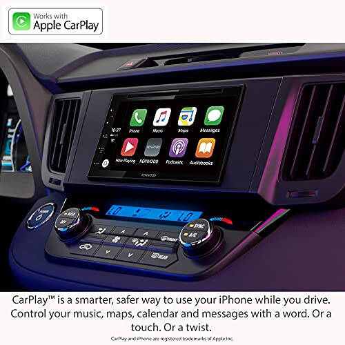 Kenwood DDX57S 6.8-Inch Capacitive Touch Screen, DVD CD Car Stereo with CarPlay, Android Auto, and Bluetooth, AM/FM Radio, MP3 Player, USB Port, Double DIN, 13-Band EQ, SiriusXM - 5