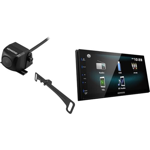 KENWOOD DMX129BT 6.8 Inch LCD Touchscreen Digital Media Car Stereo, Bluetooth Audio and Hands Free Calling, Double Din | Plus KENWOOD CMOS-230LP Universal Backup Camera - 1