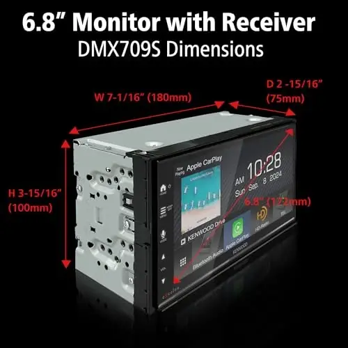 KENWOOD DMX709S eXcelon 6.95-Inch Capacitive Touch Screen, Car Stereo, CarPlay and Android Auto, Bluetooth, AM/FM HD Radio, MP3 Player, USB Port, Double DIN, 13-Band EQ, SiriusXM - 4