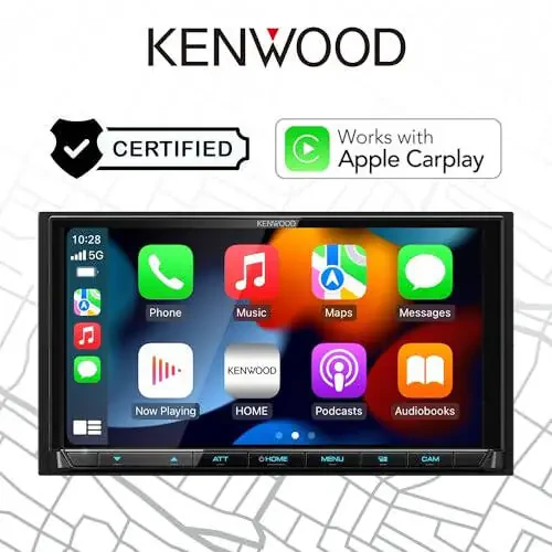 KENWOOD DMX9708S 6.95-дюймовый емкостный сенсорный экран, автомобильная стереосистема, проводной и беспроводной CarPlay и Android Auto, Bluetooth, AM/FM-радио, MP3-плеер, порт USB, Double DIN, 13-полосный эквалайзер, SiriusXM… - 2