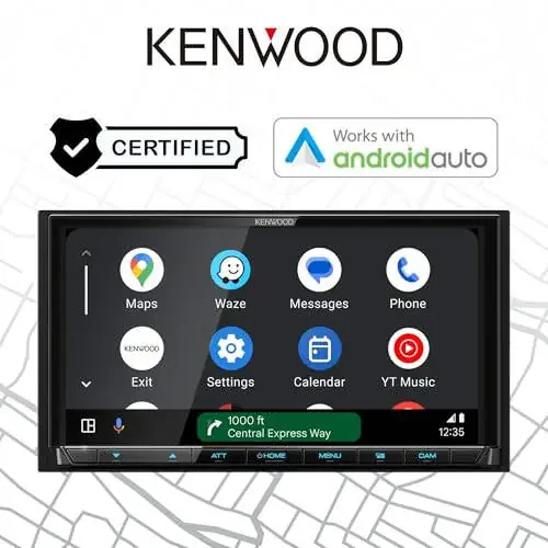 KENWOOD DMX9708S 6.95 dyuymli sig'imli sensorli ekran, avtomobil stereosi, simli va simsiz CarPlay va Android Auto, Bluetooth, AM/FM radio, MP3 pleer, USB port, ikki DIN, 13 diapazonli EQ, SiriusXM… - 3
