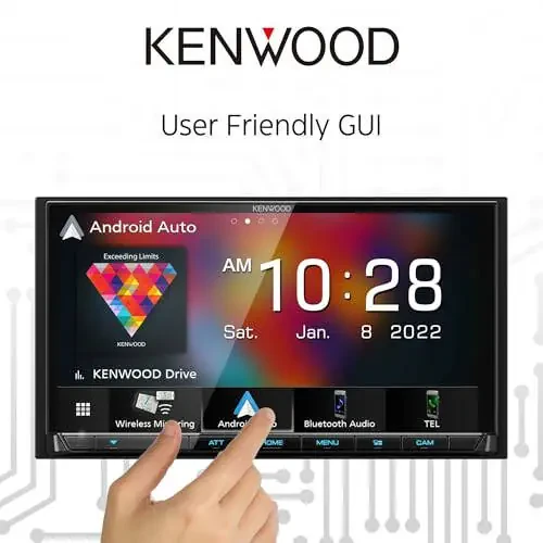 KENWOOD DMX9708S 6.95-Inch Capacitive Touch Screen, Car Stereo, Wired and Wireless CarPlay and Android Auto, Bluetooth, AM/FM Radio, MP3 Player, USB Port, Double DIN, 13-Band EQ, SiriusXM… - 6