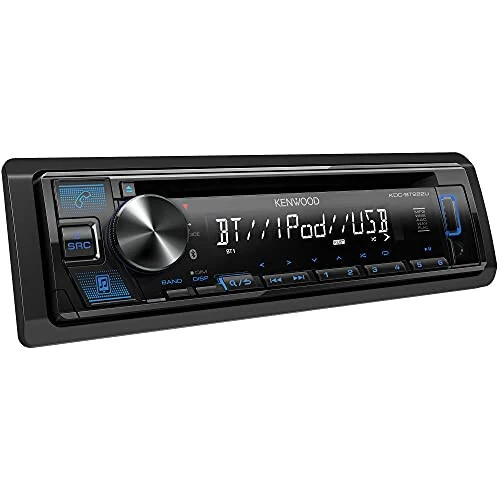 KENWOOD KDC-BT282U CD Car Stereo - Single Din, Bluetooth Audio, USB MP3, FLAC, Aux in, AM FM Radio, Detachable face with White 13-Digit LCD Display and Blue Button Illumination - Kenwood (1)