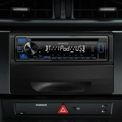 KENWOOD KDC-BT282U CD Avtomobil Stereosi - Yagona Din, Bluetooth Audio, USB MP3, FLAC, Aux kirish, AM FM Radio, Oq 13-xonali LCD displeyli va ko'k tugmachali yoritilgan olinadigan panel. - 4