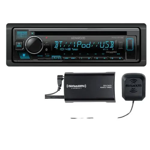 KENWOOD KDC-BT35 CD Receiver, Bluetooth,Alexa Built-in, Front USB & AUX, Variable Illumination, SiriusXM Ready, Spotify, Pandora Link for iPhone or Android Phone | Plus SXV300V1 SiriusXM Tuner - 1
