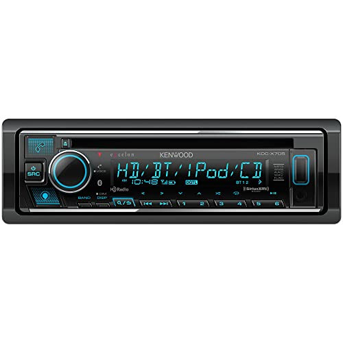 KENWOOD KDC-X705 Single DIN CD Receiver with Bluetooth, HD Radio, Alexa Built-in, Spotify and Pandora Link for iPhone or Android Phones, SiriusXM Ready, (3) 5Volt Pre-Outs - 1