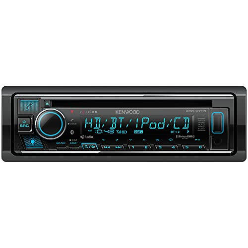 KENWOOD KDC-X705 Single DIN CD Receiver with Bluetooth, HD Radio, Alexa Built-in, Spotify and Pandora Link for iPhone or Android Phones, SiriusXM Ready, (3) 5Volt Pre-Outs - 1