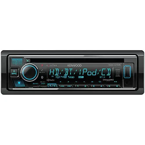 KENWOOD KDC-X705 Single DIN CD Receiver with Bluetooth, HD Radio, Alexa Built-in, Spotify and Pandora Link for iPhone or Android Phones, SiriusXM Ready, (3) 5Volt Pre-Outs - 1