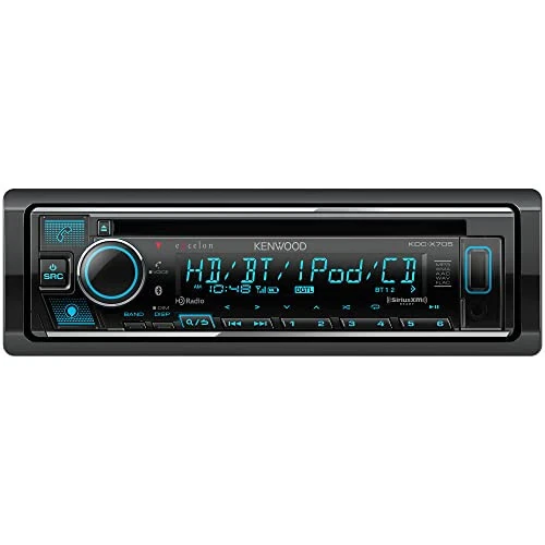 KENWOOD KDC-X705 Single DIN CD Receiver with Bluetooth, HD Radio, Alexa Built-in Spotify and Pandora Link for iPhone or Android Phones, SiriusXM Read, (3) 5Volt Pre-Outs - Kenwood