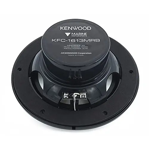 Kenwood KFC-1613MRB/W 6.5 Inch 2 Way Coaxial Waterproof Marine/Motorsports/Car Speakers, Pair, 4 OModazone, 100 Peak Watts (Black) - 7