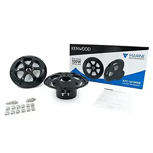 Kenwood KFC-1613MRB/W 6.5 Inch 2 Way Coaxial Waterproof Marine/Motorsports/Car Speakers, Pair, 4 OModazone, 100 Peak Watts (Black) - 5
