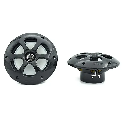 Kenwood KFC-1613MRB/W 6.5 Inch 2 Way Coaxial Waterproof Marine/Motorsports/Car Speakers, Pair, 4 OModazone, 100 Peak Watts (Black) - 4