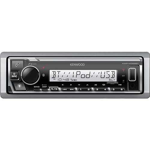 KENWOOD KMR-D382BT Avtomobil va Suv radiomagnitofoni — Single Din, Bluetooth audio, CD USB MP3, Aux kirishi, AM FM radio SiriusXM tayyor, Ob-havo o'zgarishiga chidamli (Audio to'plami: Priyomnik va karnaylar) - Kenwood (1)
