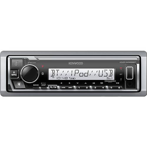 KENWOOD KMR-D382BT Avtomobil va Suv radiomagnitofoni — Single Din, Bluetooth audio, CD USB MP3, Aux kirishi, AM FM radio SiriusXM tayyor, Ob-havo o'zgarishiga chidamli (Audio to'plami: Priyomnik va karnaylar) - 2