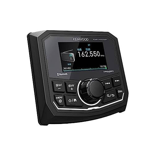 KENWOOD KMR-M300BT Dengiz o'lchagichli qabul qilgich, ob-havoga chidamli, 2,7 dyuymli LCD, o'rnatilgan kuchaytirgich, Bluetooth, raqamli media MP3 pleer, CD pleer yo'q, USB porti, AM/FM/Ob-havo diapazonli tyuner, orqa kamera kirishi - 6