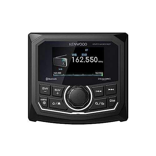 KENWOOD KMR-M300BT Marine Guage Receiver Weatherproof, 2.7 Inch LCD, Built in Amplifer, Bluetooth, Digital Media MP3 Player, No CD Player, USB Port, AM/FM/Weather Band Tuner, Rear Camera Input - Kenwood (1)