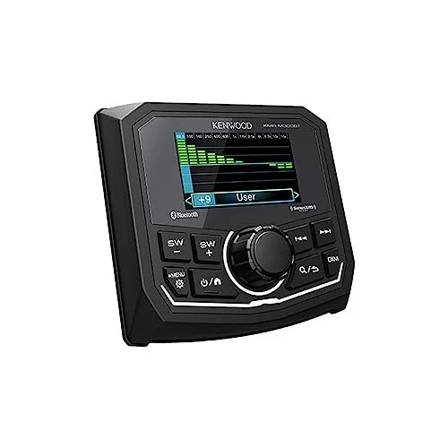 KENWOOD KMR-M300BT Marine Guage Receiver Weatherproof, 2.7 Inch LCD, Built in Amplifer, Bluetooth, Digital Media MP3 Player, No CD Player, USB Port, AM/FM/Weather Band Tuner, Rear Camera Input - 3