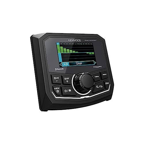 KENWOOD KMR-M300BT Marine Guage Receiver Weatherproof, 2.7 Inch LCD, Built in Amplifer, Bluetooth, Digital Media MP3 Player, No CD Player, USB Port, AM/FM/Weather Band Tuner, Rear Camera Input - 3